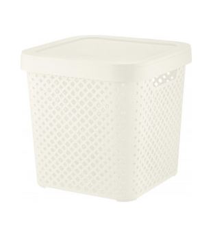 Корзина для хранения с крышкой Plast Team STOCKHOLM 20л молочный туман